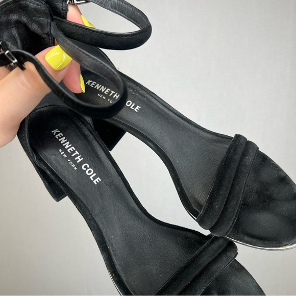 Kenneth Cole New York | 7.5 Black Block Heel Mules Suede Simple Modern - Picture 2 of 7